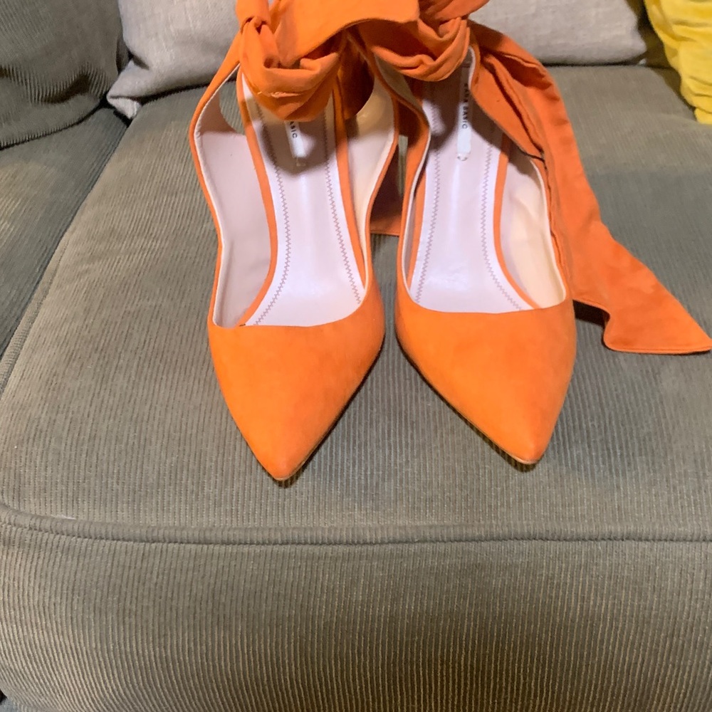 **New** Statement making Zara  Women's  Orange sling back with ties Shoes